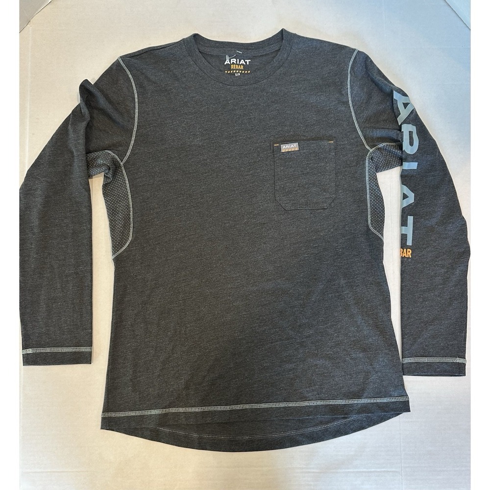 Ariat Workman Rebar Long Sleeve T-Shirt Gray Size Small Logo On Arm